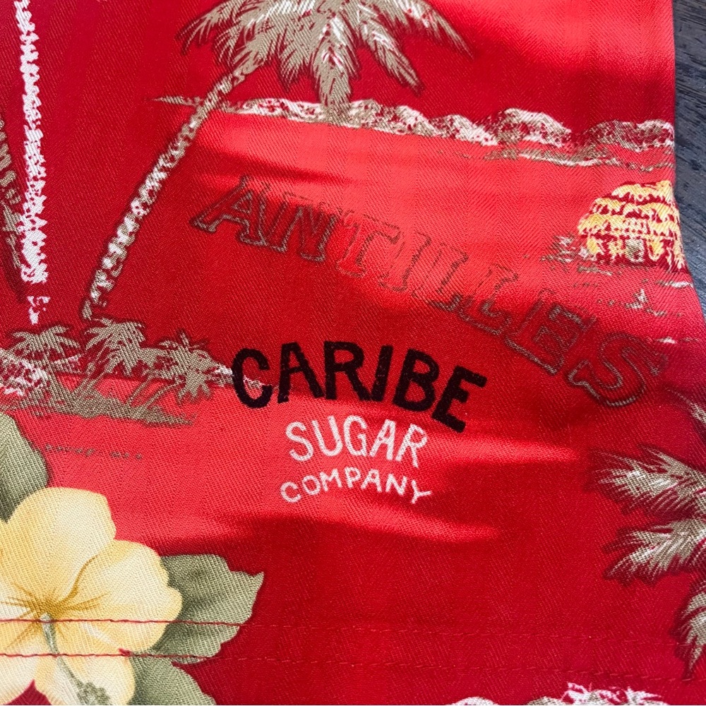 Women’s Vintage 90s Island Traders Red Tropical Floral‎ Hawaiian Button Down - Picture 8 of 10